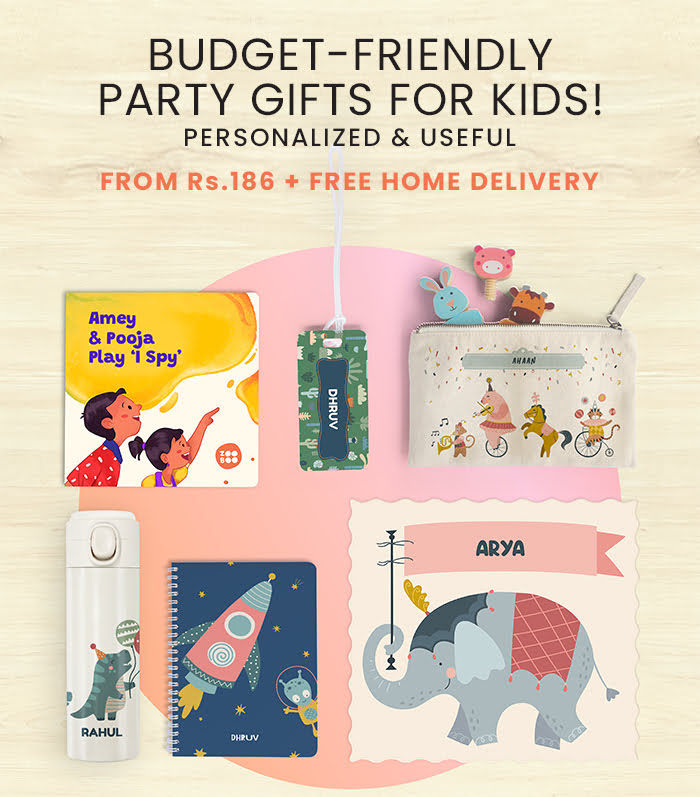 Budget-friendly party gifts for kids! Personalized & Useful From Rs. 186 + FREE Home Delivery