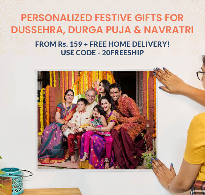 Personalized festive gifts for  Dussehra, Durga Puja & Navratri  From Rs. 159 +  FREE Home Delivery!