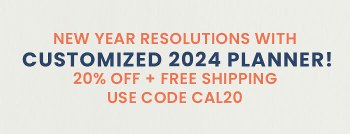 New Year Resolutions with  Customized 2024 Planner!  20% off + FREE Shipping