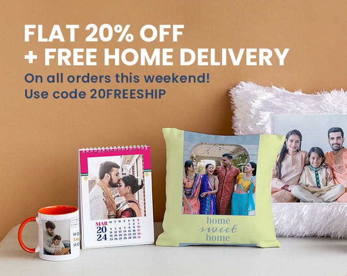 FLAT 20% off  + FREE Home Delivery  On all orders this weekend!