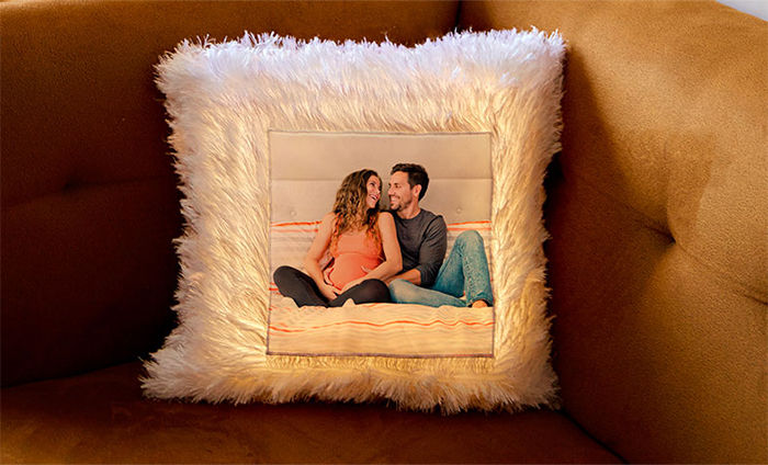 Custom Fur-Lined Photo Cushion